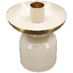 KerzenHalter EnameL, gold/beige, Metall, 10x10x12 cm