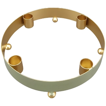 KerzenHalter EnameL, gold/grün, Metall, 20x20x4,5 cm