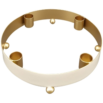 KerzenHalter EnameL, gold/beige, Metall, 20x20x4,5 cm