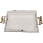 TablettSet/2 ClairBlanc, weiß, Metall/Holz, 35,5x17x5 cm,