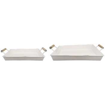 TablettSet/2 ClairBlanc, weiß, Metall/Holz, 35,5x17x5 cm,