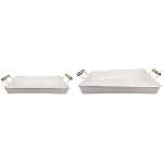 TablettSet/2 ClairBlanc, weiß, Metall/Holz, 35,5x17x5 cm,