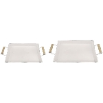 TablettSet/2 ClairBlanc, weiß, Metall/Holz, 35,5x17x5 cm,