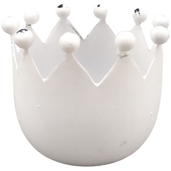 KronenKerzenHalter ClairBlanc, weiß, Metall, 8x8x6 cm