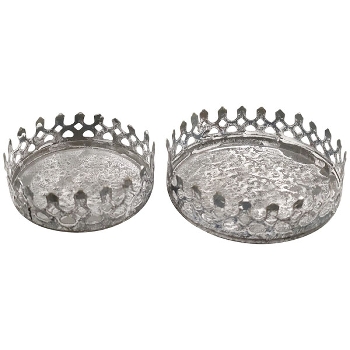 TablettSet/2 Junker, grau, Metall,8x8x2,5 cm, 10x10x3 cm