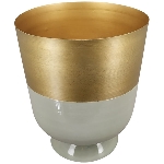 Topf EnameL, gold/grün, Metall, 20x20x25,5 cm