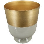 Topf EnameL, gold/grün, Metall, 26x26x35 cm