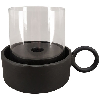 KerzenHalter Dazz, schwarz, Aluminium/Glas, 17x13x4,5 cm