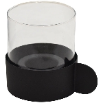 KerzenHalter Dazz, schwarz, Aluminium/Glas, 13x9,5x4,5 cm