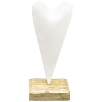 Herz EnameL, weiß, Metall/Holz, 6x4x16 cm