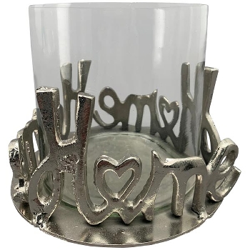 WindLicht GROS, silber, Glas/Alu, 16,5x16,5x13 cm