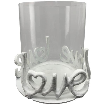 WindLicht ClairBlanc, weiß, Glas/Alu, 14x14x14 cm