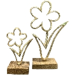 Blume Puri, gold, Alu/Holz, 16x2,5x28 cm