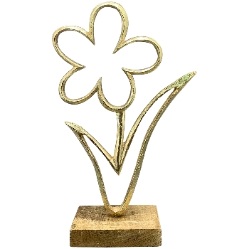Blume Puri, gold, Alu/Holz, 16x2,5x28 cm