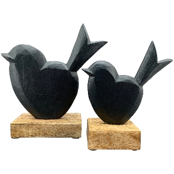 Vogel Sobre, schwarz, Alu/Holz, 12x2,5x14 cm