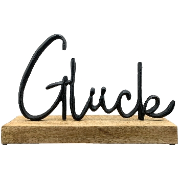 Glück Puri, schwarz, Alu/Holz, 28x2,5x18 cm