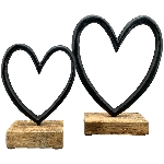 Herz Sobre, schwarz, Alu/Holz, 16x2,5x21 cm