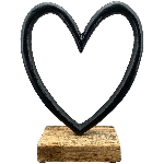 Herz Sobre, schwarz, Alu/Holz, 16x2,5x21 cm