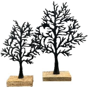 Baum Puri, schwarz, Alu/Holz, 33x2,5x41 cm