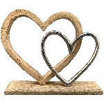 Herz Dost, natur/silber, Holz/Alu, 24x5x20,5 cm