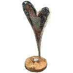 Herz Puri, silber, Alu/Holz, 8x6x15 cm