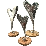 Herz Puri, silber, Alu/Holz, 11x10x25 cm
