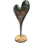 Herz Puri, silber, Alu/Holz, 13x10x30 cm