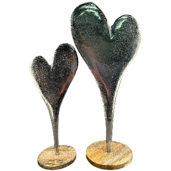 Herz Puri, silber, Alu/Holz, 18x5x42 cm