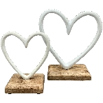 Herz Puri, weiß, Alu/Holz, 10x5x11,5 cm