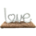 LOVE Puri, weiß, Alu/Holz, 17x5x10,5 cm