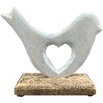 Vogel Puri, weiß, Alu/Holz, 13x5x10 cm