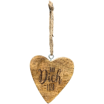 HerzHänger Dost, natur, Holz/Glas, 6,5x1x8,5 cm