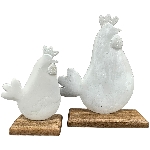 Huhn Puri, weiß, Alu/Holz, 16x7,5x23 cm
