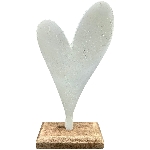 Herz Puri, weiß, Alu/Holz, 8x5x14 cm