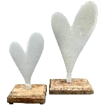 Herz Puri, weiß, Alu/Holz, 12x5x20 cm