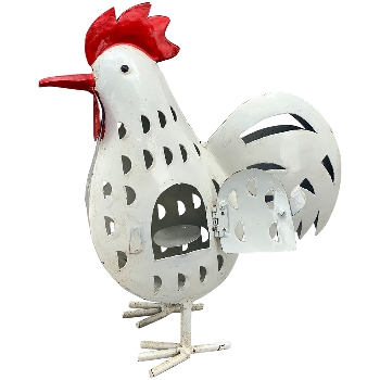 Huhn Kanu, weiß, Metall, 24x11x25 cm