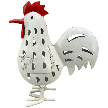 Huhn Kanu, weiß, Metall, 24x11x25 cm