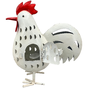 Huhn Kanu, weiß, Metall, 30x13x30 cm