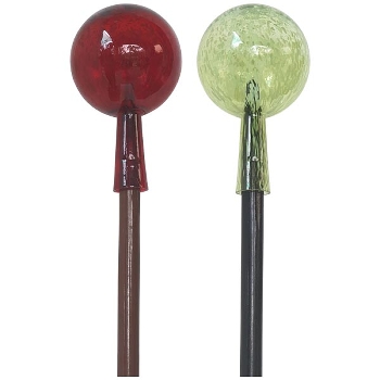 RosenKugel mit HolzStab Vitreous, rot/grün, Glas/Holz,