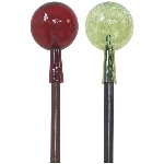 RosenKugel mit HolzStab Vitreous, rot/grün, Glas/Holz,