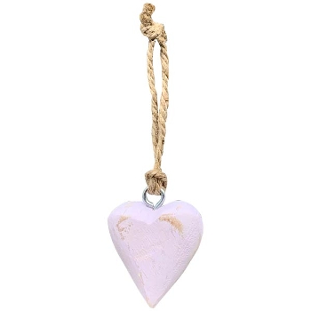 HerzHänger Dost, weiß/lila/pink/grün, Holz, 4x2x4 cm