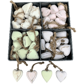HerzHänger Dost, weiß/lila/rosa/grün, Holz, 4,5x2,5x4,5 cm