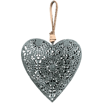 HerzHänger Teal, grau, Metall, 15,5x3x15,5 cm