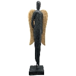 Engel Artisanal, schwarz/natur, Holz, 18x10x60 cm
