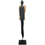 Engel Artisanal, schwarz/natur, Holz, 21x14,5x110 cm