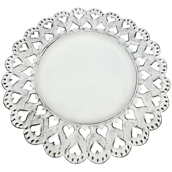 Tablett ClairBlanc, weiß, Metall, 19x19x1 cm
