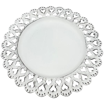 Tablett ClairBlanc, weiß, Metall, 23x23x1 cm