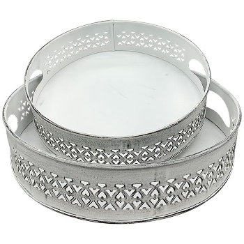 TablettSet/2 ClairBlanc, weiß, Metall, 25x25x6 cm, 30x30x6 cm