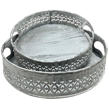 TablettSet/2 Junker, grau, Metall, 25x25x6 cm, 30x30x6 cm