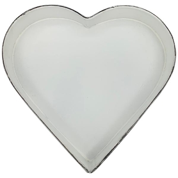 HerzTablett ClairBlanc, weiß, Metall, 22x22x3,5 cm